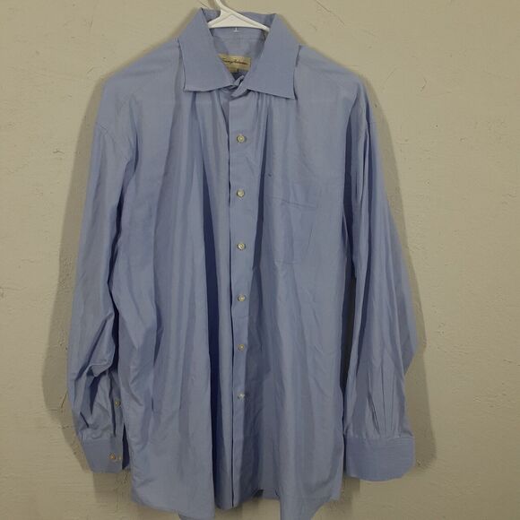 Tommy Bahama Adult Mens 17.5 34-35 Blue Long Sleeve Button Up Shirt - Picture 1 of 10